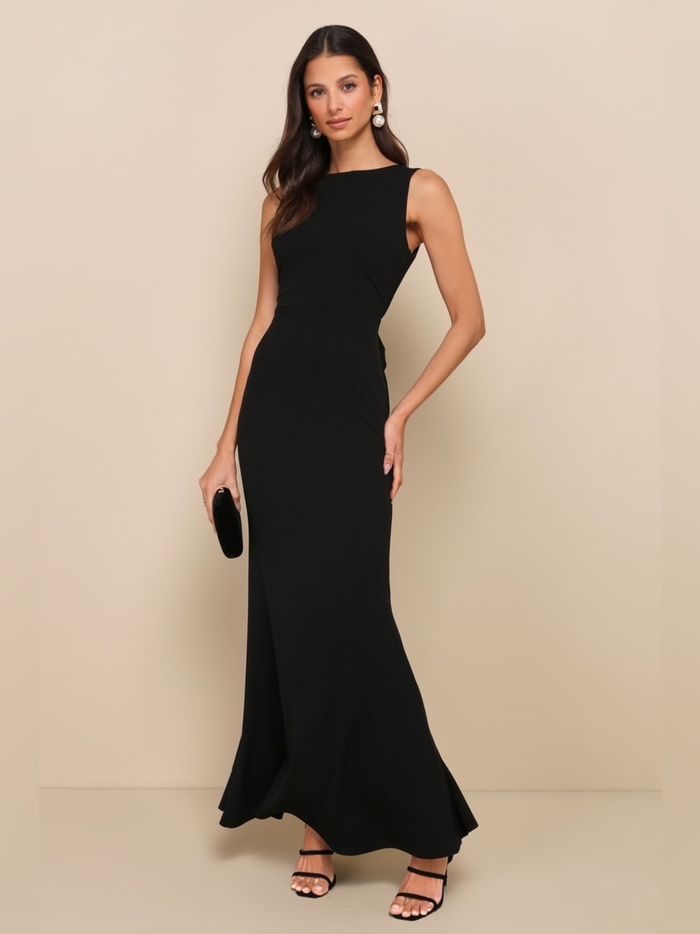 NWT Lulus Exquisite Refinement Black Backless Bow Ruffled Maxi Dress Size XL